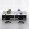 Buy cheap ISO Modular Four Person Workstation Desk Glass Panel Black Wooden from wholesalers
