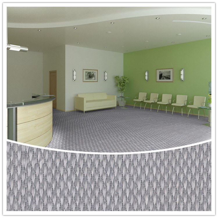 Green Woven Vinyl Carpet Anti - Slip For Commercial / Woven Floor Covering