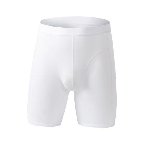 White Compression Mens Cotton Boxer Shorts Underwear Soft Cotton Lengthened Legs