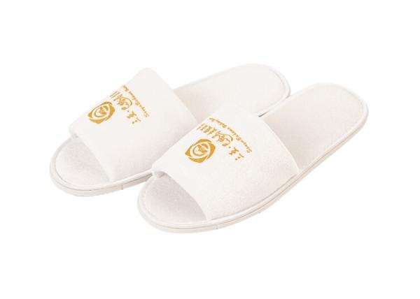 Buy cheap White Velvet Material Disposable Hotel Slippers Solid Imprinted Customized Logo from wholesalers
