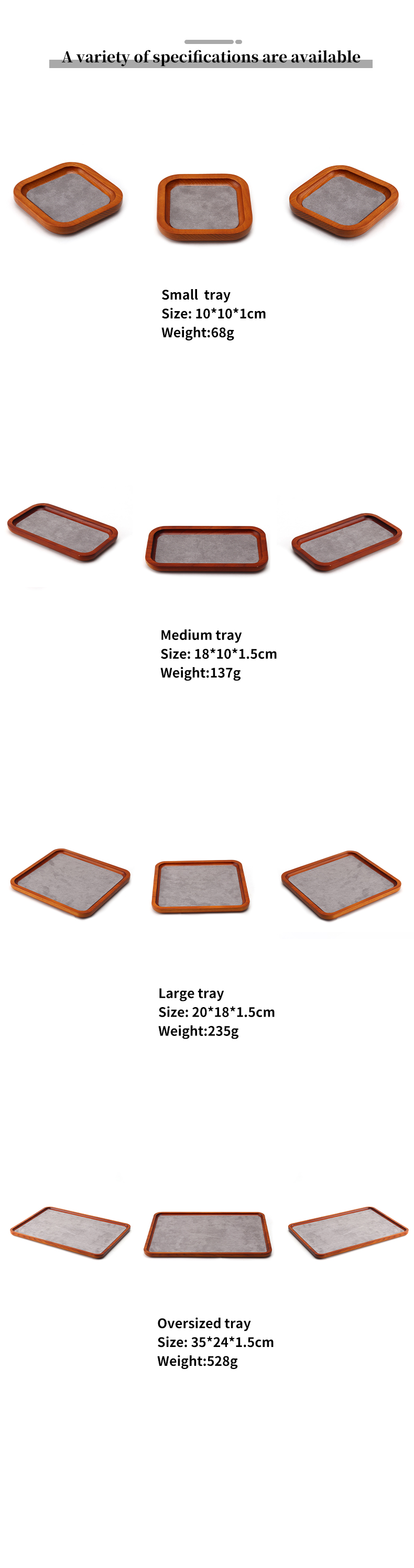 Red Edge Wooden Jewelry Display Props Super Fiber Lining Exhibition Display Trays