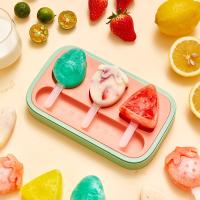 Buy cheap DIY Cartoon Fruit Shape Ice Cream Mold 3 grids Silicone Popsicle Mold Food Grade product