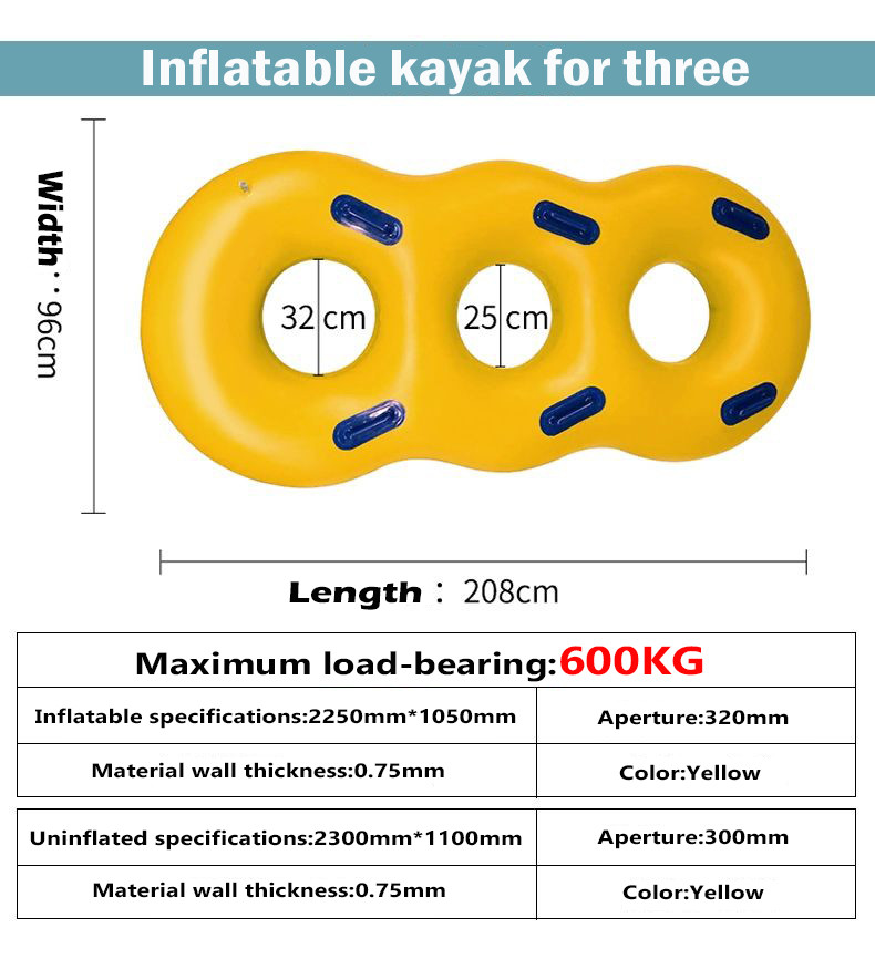 Yellow Double Inflatable Swimming Ring Pool Float For Adults Water Park Game Play