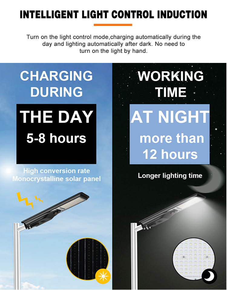 KCD Energy Saving Remote Controller 400w 500w IP65 Waterproof outdoor All In One Solar Light LED Street Light