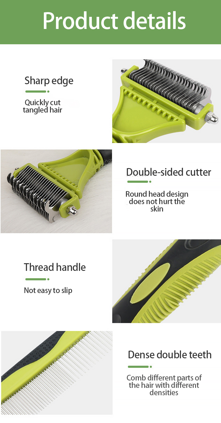 Pet Grooming Comb Set Custom Logo 2 In 1 Cat Hair Comb DogPower Source