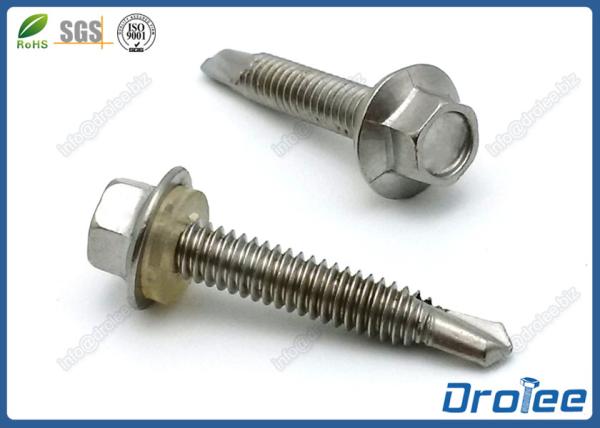 304/316/410 Stainless Steel Hex Flange Head Self Drilling Machine Screw w/ PVC