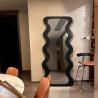 Buy cheap OEM Floor Wavy Standing Mirror Black Ornate Wooden Frame from wholesalers