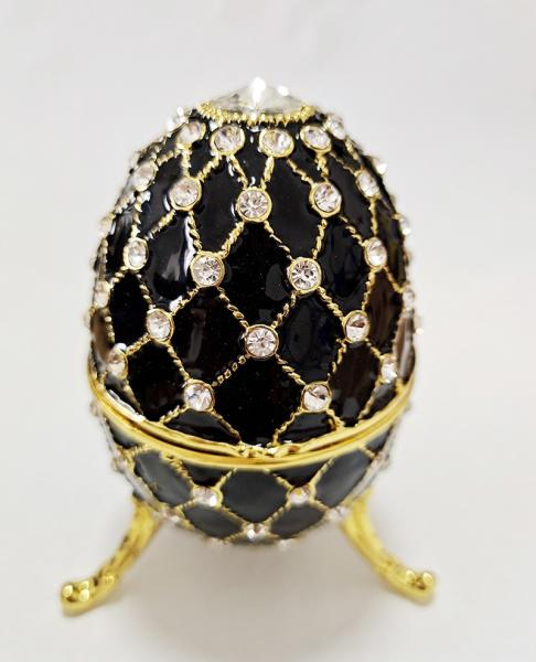 Buy cheap Luxury Faberge Easter Egg Decorative Earring Ring Trinket Holder Box Hand Painted Faberge Egg Style Hinged Jewelry from wholesalers