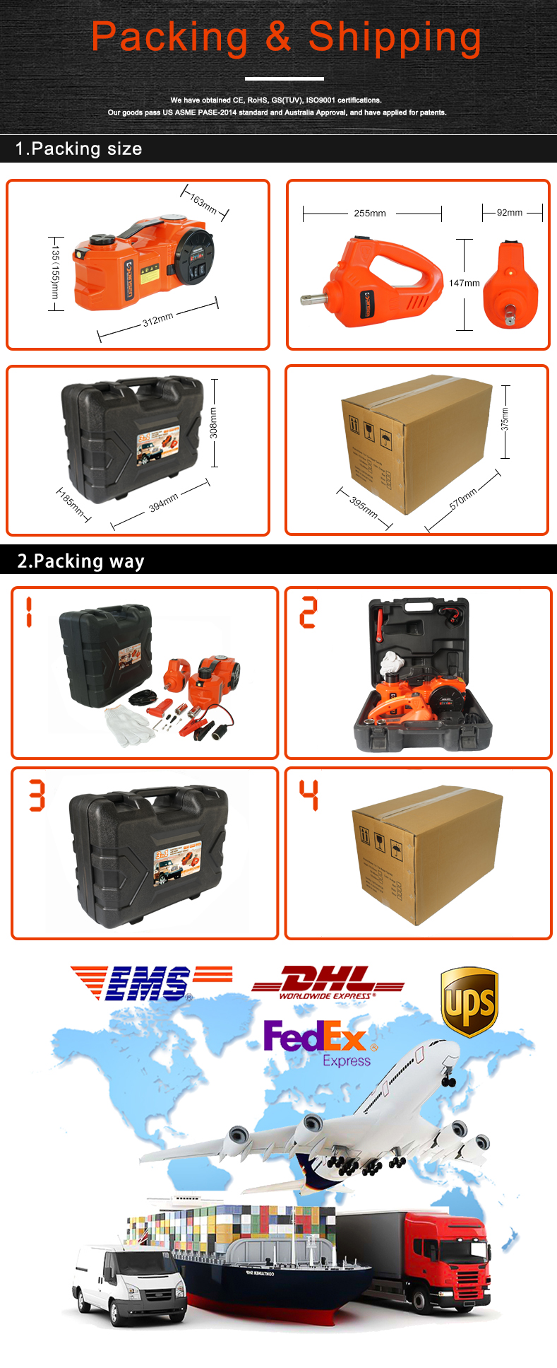 Electric Hydraulic Jack Kit Combo Kit ISO9001 Approved