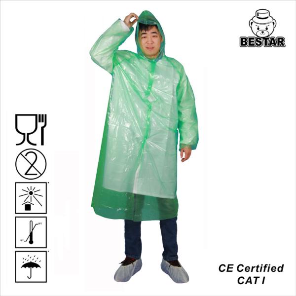 Buy cheap Waterproof Disposable Plastic Raincoat PE Rain Poncho With Hood from wholesalers