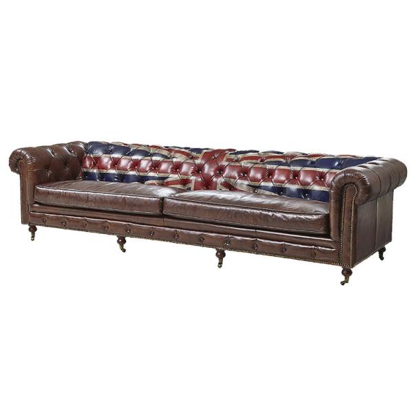 Buy cheap Hand Crafted Chesterfield Leather Sofa Union Jack Flag Printed from wholesalers