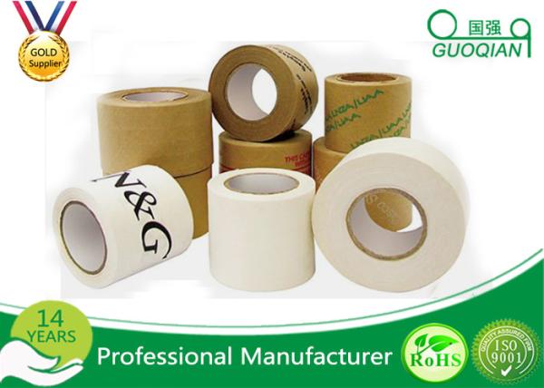 Logo Printed Reinforced / Gum / Water Active Kraft Paper Tape , Thinkness 110mic