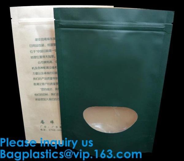 Buy cheap Natural Kraft Paper Flat Bottom Standup Pouch / Food Packaging Bags With Window,Foil Lined Standup Kraft Paper Envelopes from wholesalers