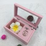 Romantic Lovely Wooden Musical Jewellery Box , Pink Wooden Jewelry Box With Lock