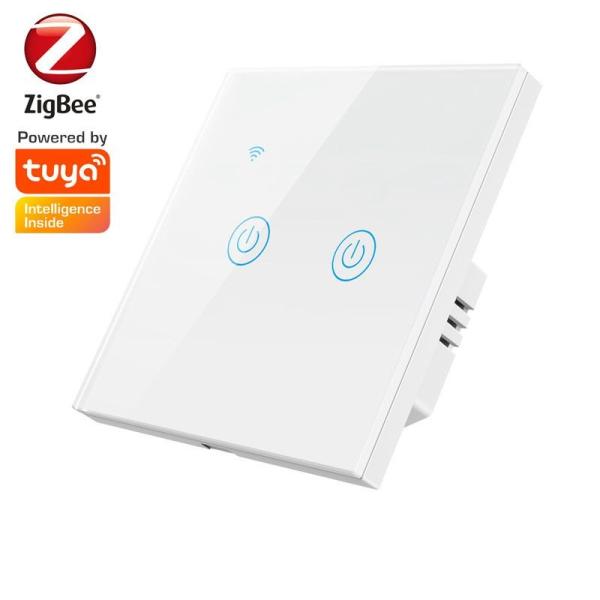 Buy cheap 2.4G Bgn Zigbee Smart On Off White EU 2 Gang 1 Way Smart Switch from wholesalers