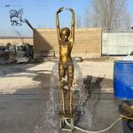 Brass Bronze Ballet Girl Water Fountain Sculpture Dancing Fountain Life Size