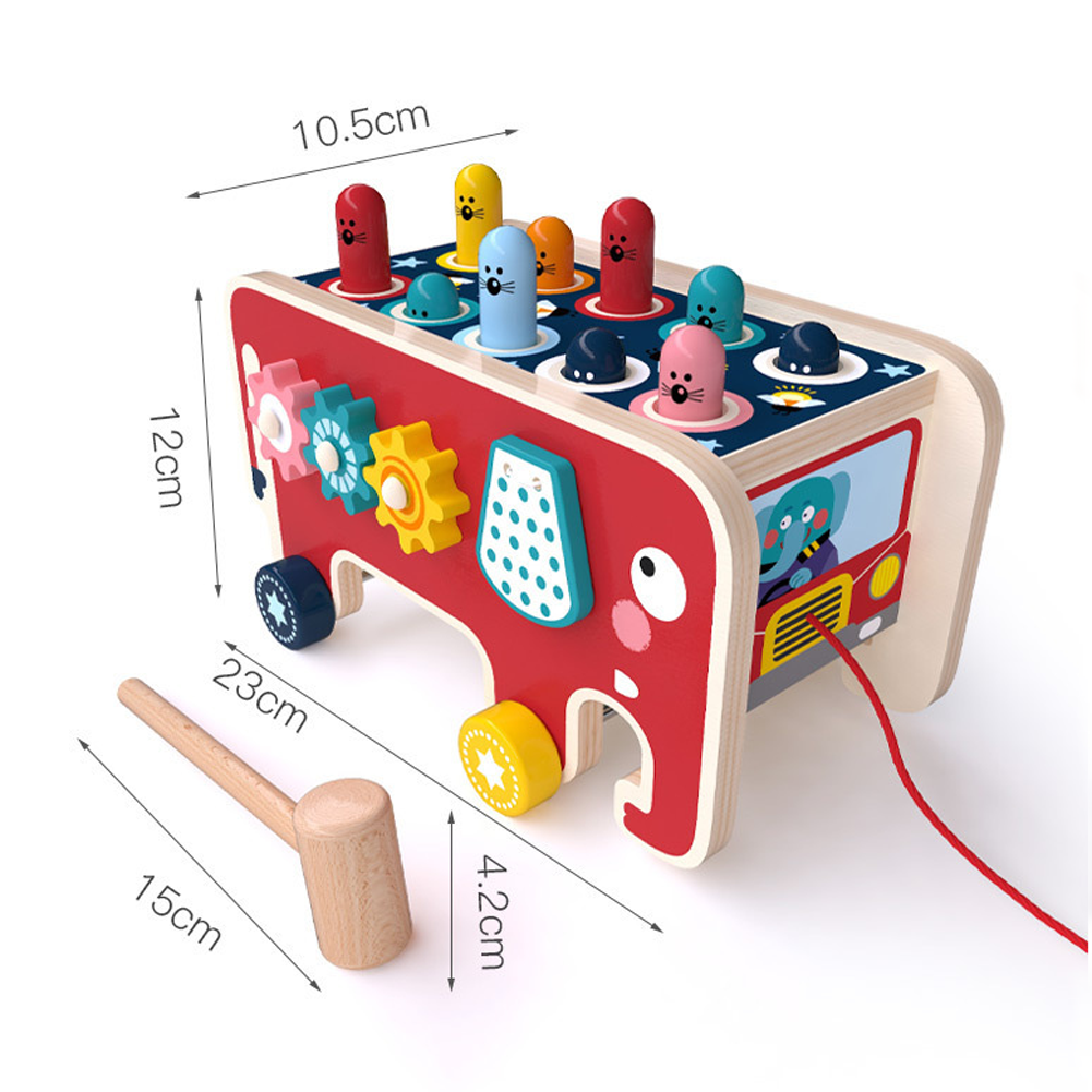 2 Mallets Wooden Hammer Toys Burr Free For Toddler Boys Girls