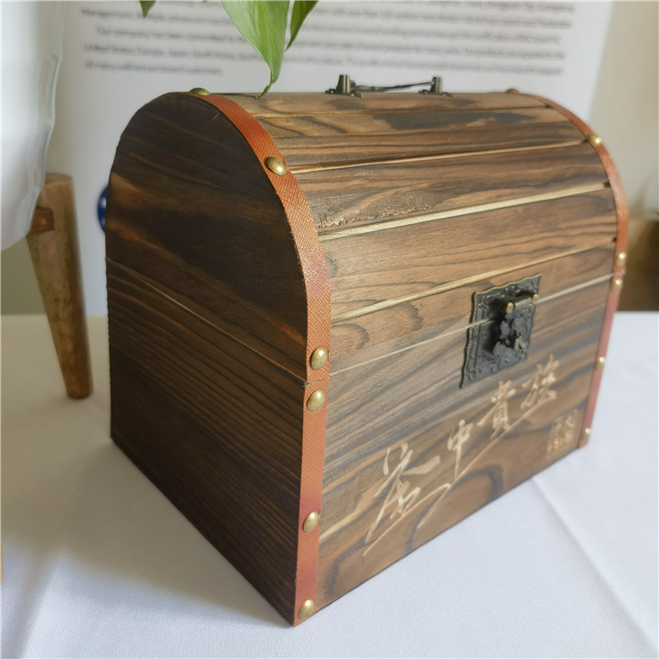 Factory Supply Wooden Decorative Boxes with Hinged Lid Black Wooden Box Wood Tea Box