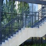 Prefabricated Wrought Iron Stair Handrail Balustrade Black Metal Railing