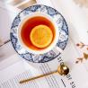 Buy cheap Stunning Blue And White Porcelain Tea Cup And Saucers 200ml Volume For Business Gifts from wholesalers
