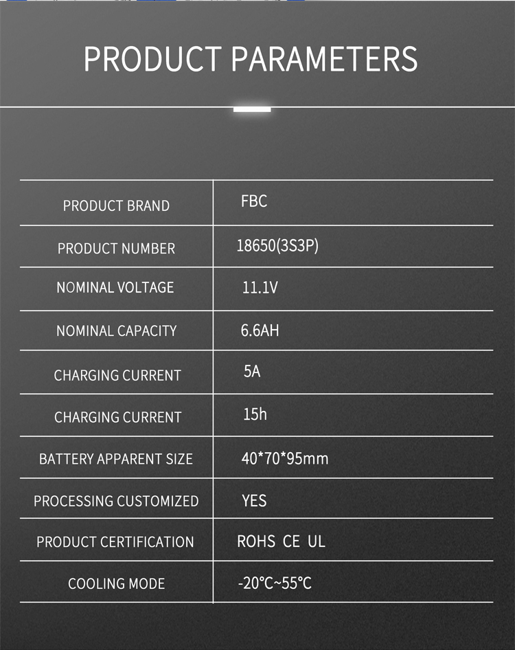11.1V 6.8Ah 18650 Rechargeable Lithium Ion Batteries Lifepo4 Drone Toy Car Battery