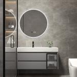 Rectangle 23in Solid Wood Bathroom Cabinets Transparent Glass Vanity