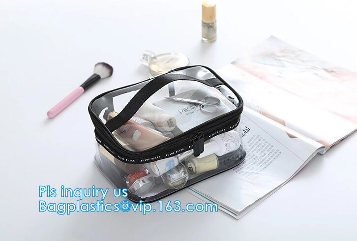 PVC Zip Lock Plastic Cosmetic Travel Packaging Bag, Travel Set Stand Up Bags For Agency With Custom Logo, Waterproof Pla
