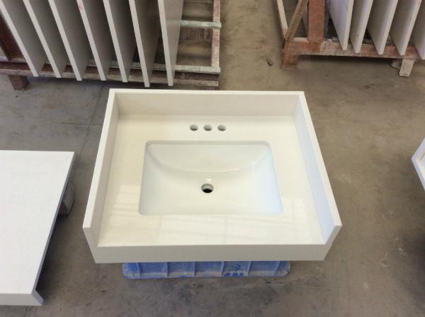 Buy cheap White Quartz Bathroom Vanity Tops Solid Surface 15 Years Warranty from wholesalers