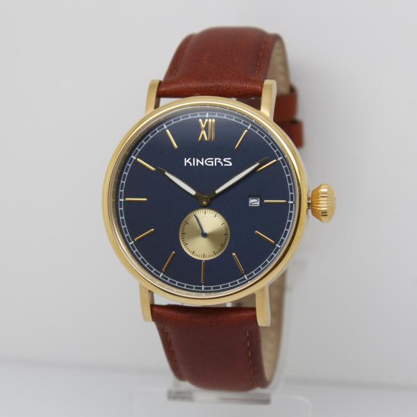 Buy cheap Elegent Men's Wrist Watches,High Quality Stainless steel watch with Genuine Leather strap ,OEM Men Watch from wholesalers