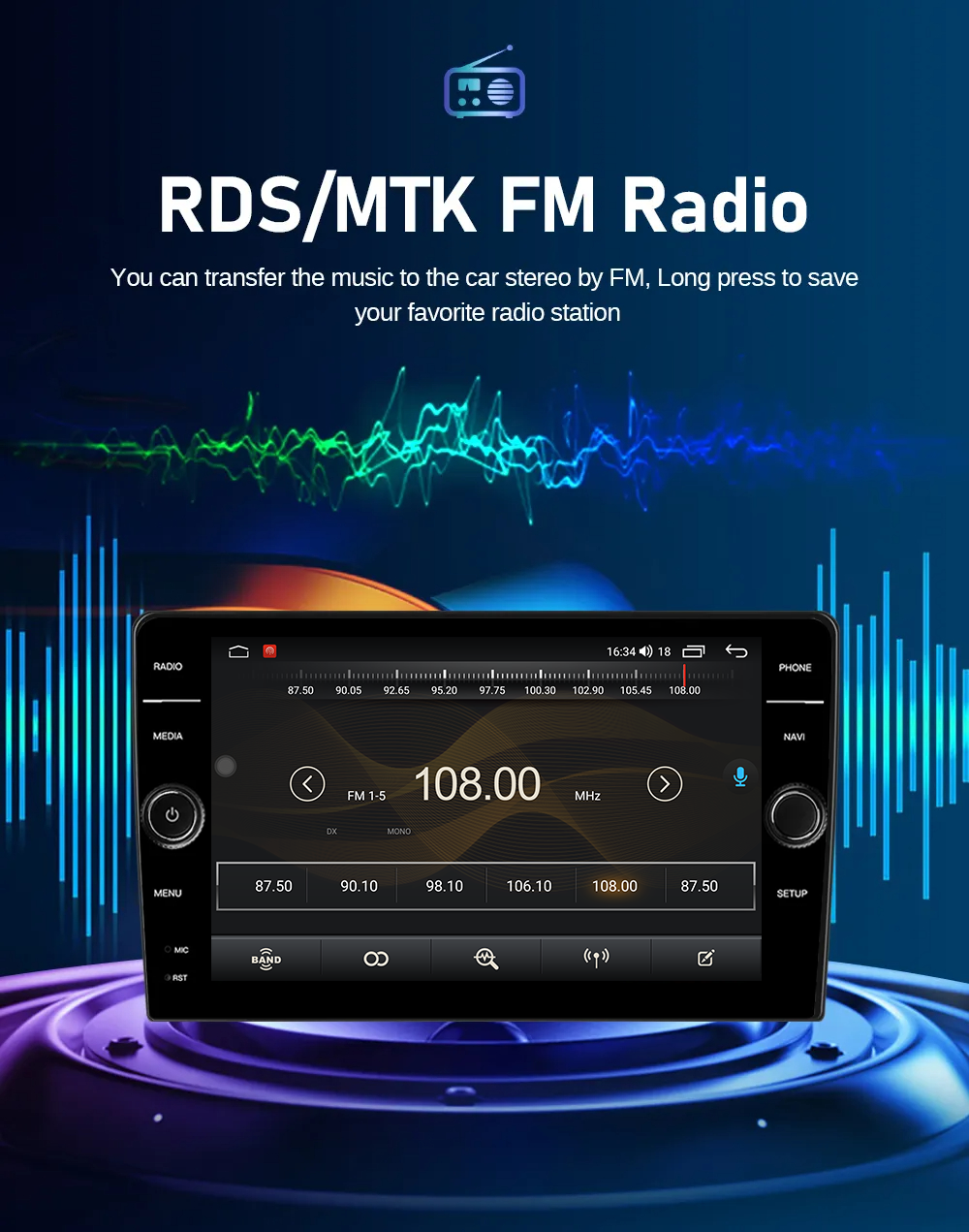 8/9/10" Knob Android 12 8core 4 64GB QELD DSP Car Multimedia System for Universal Year