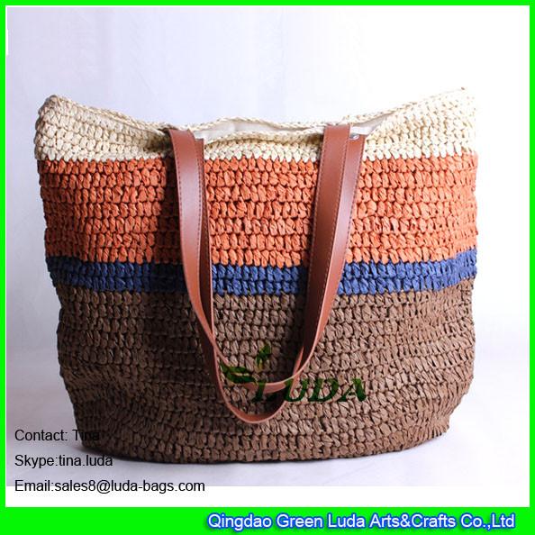 Buy cheap LUDA natural straw designer handbags crochet paper straw beach oversized totes from wholesalers