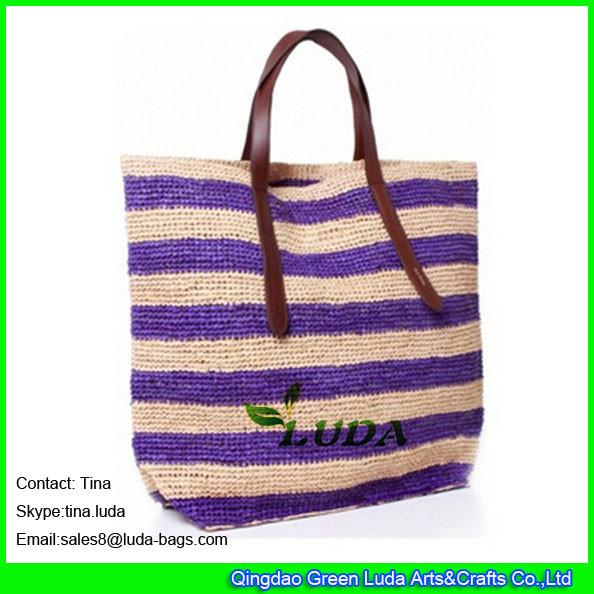 Buy cheap LUDA striped purse handbags leather deco raffia beach straw bags from wholesalers