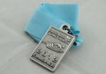 Santa Barbara Ribbon Medals Silver Plating For Company Gift