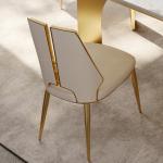 Foshan ss steel furniture new design leather covers dining chairs set