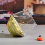 400ml Hand Cut Gold Honeycomb Crystal Wine Glasses