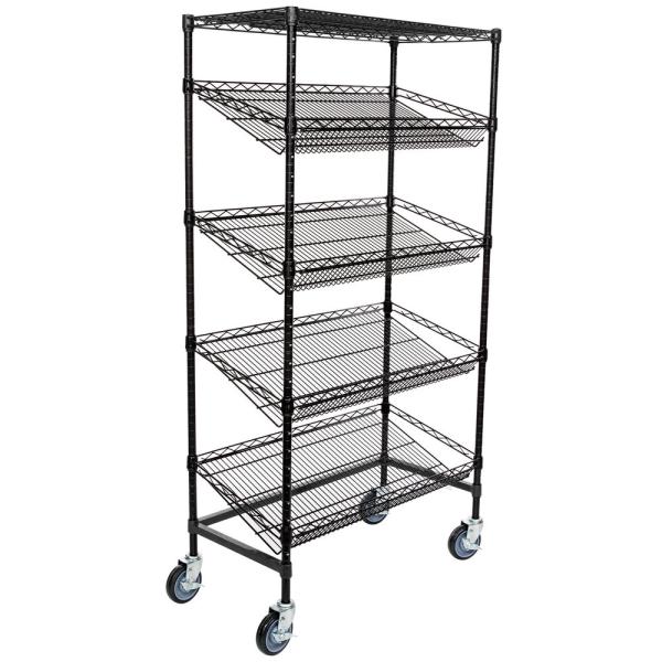 Buy cheap Supermarket 5 Tier Slanted Wire Shelving / Black Wire Shelf Unit 18" D X 36" W from wholesalers