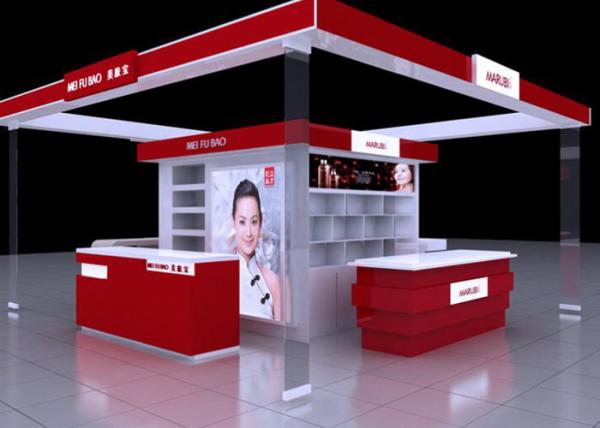Buy cheap Shopping Mall Cosmetic Display Stand , Red Color Retail Cosmetic Display Cases from wholesalers