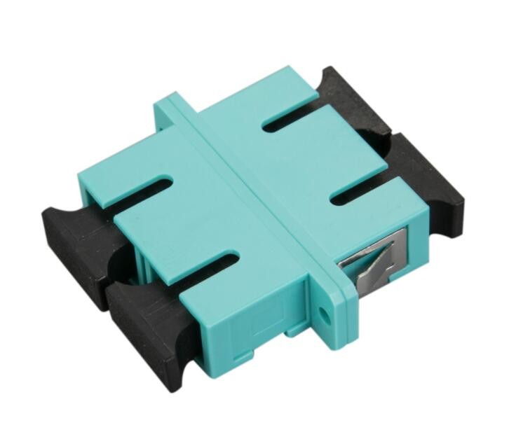Fiber Optic Network Adapter Aqua SC MM OM3 DX Welding Metal With Flange