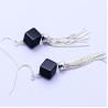 Buy cheap Square Black Onyx 925 Silver Tassels Drop Earrings(XH057072W) from wholesalers