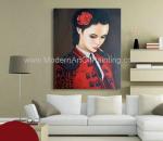 Human Figure Painting Oil Painting Canvas / Smoking Woman In Red Painting