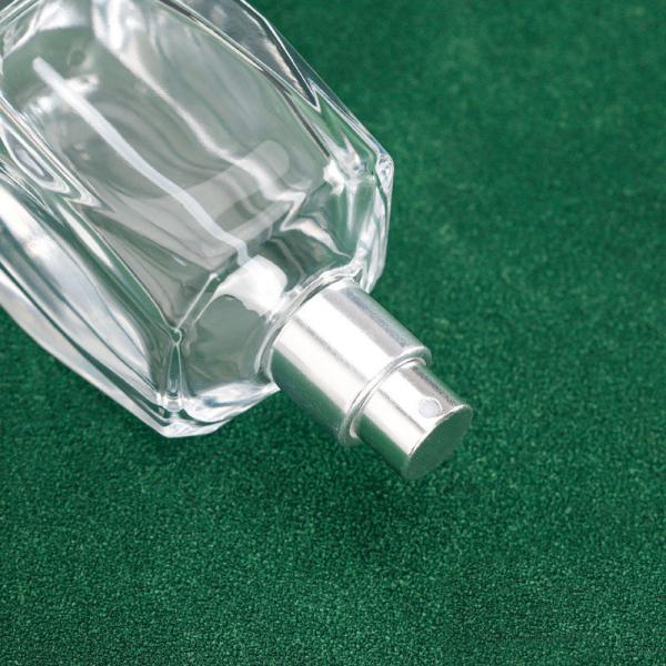 Buy cheap Transparent 50ml Perfume Empty Bottle Square Cut Rhombic 15 Bayonet Cosmetic Fine Spray Glass Bottle from wholesalers