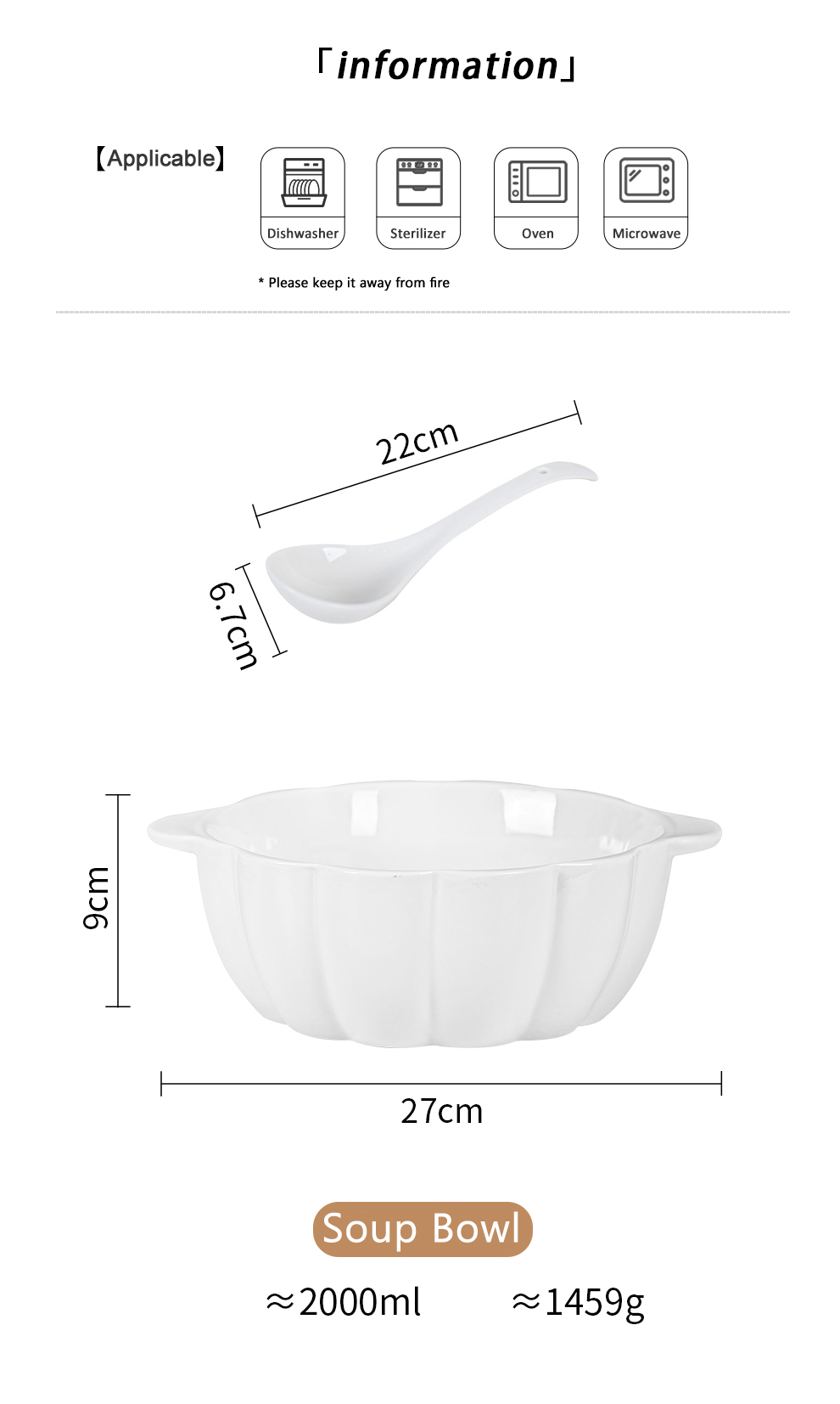 Ceramic Pumpkin Shape 9 Inch Microwave Ramen Bowl Soup Bowl Set For Occasion Presents