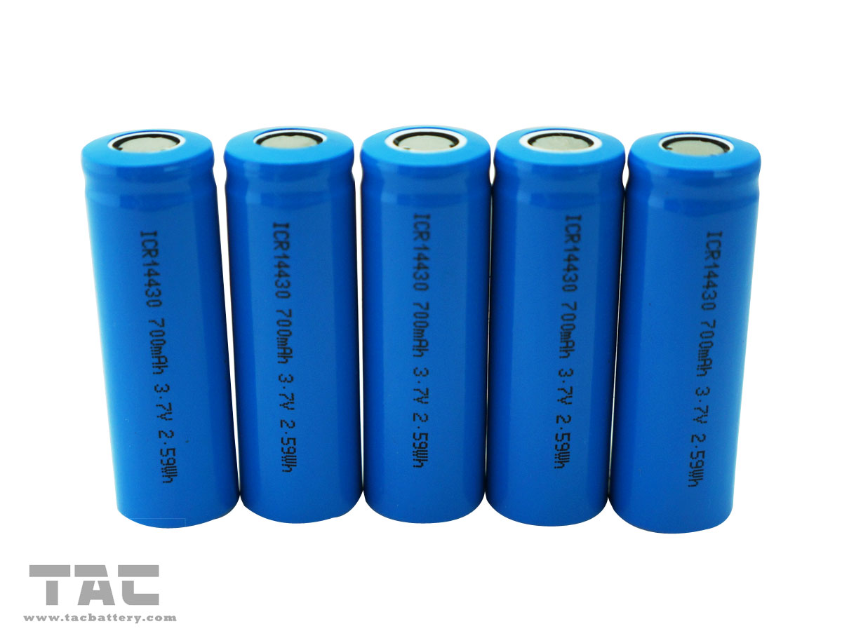 Rechargeable High energy density Lithium Ion Cylindrical battery LIR14430/ 700mAh 