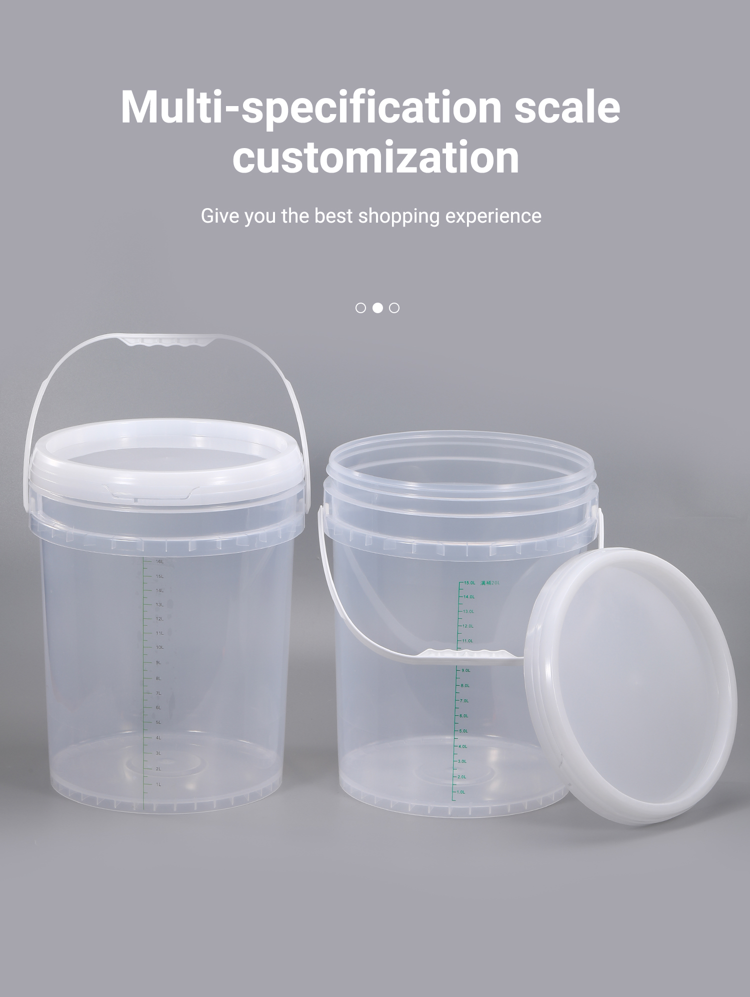 20L Plastic Bucket Container With Scale Ruler Handle Lids Food Grade 5 Gallon Bucket