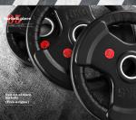 3 Holes Black Rubber Coated Weight Plate Free Weights Barbell Plate