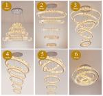 Luxury Staircase Crystal Chandelier Large Modern Rings silver chandeliers(WH-NC