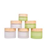 Glass Round Empty Cosmetic Jars Natural Bamboo Cosmetic Container Packaging