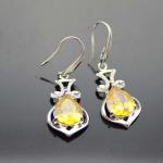Fashion 925 Silver Pear Shape Amethyst Cubic Zircon Earrings（PSJ06005）