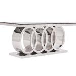 180x90x76cm 8 Seater Marble Dining Table Stainless Steel gold color
