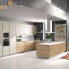 Buy cheap Modern Customized U Shape Kitchen Cabinet White Veneer Door With Quartz Stone Counter Top from wholesalers